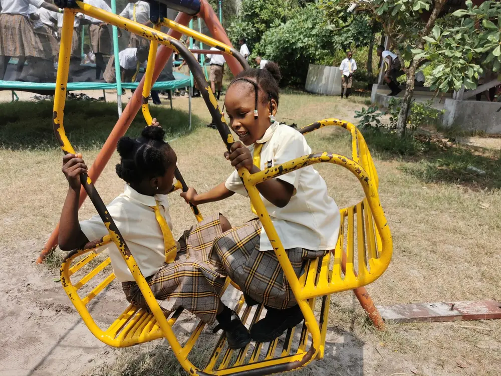 A Chosen Kiddies pupil on a swing